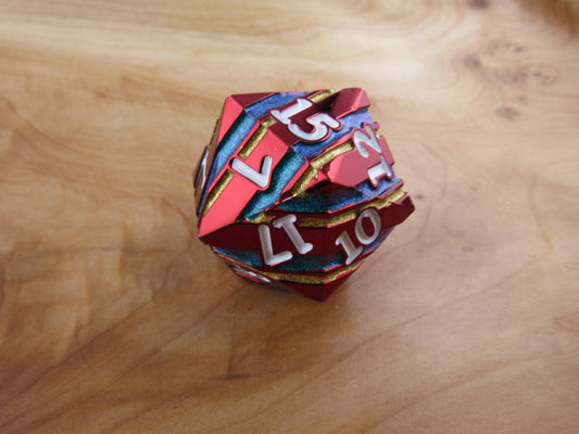 Red, Gold, and Blue Large Striped D20