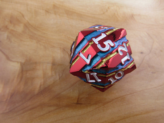 Red, Gold, and Blue Large Striped D20