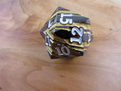 Gunmetal and Gold Large Striped D20