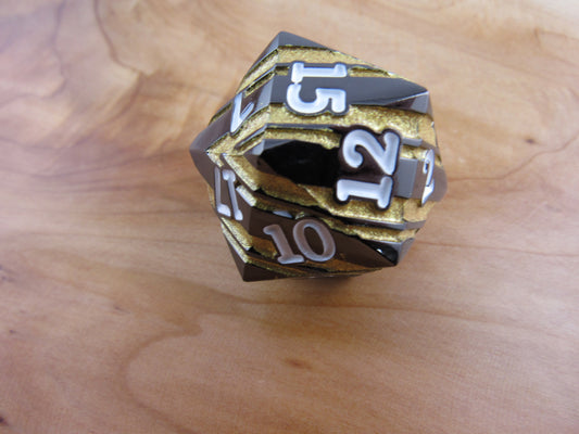 Gunmetal and Gold Large Striped D20