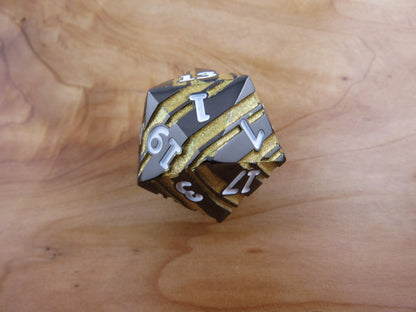 Gunmetal and Gold Large Striped D20