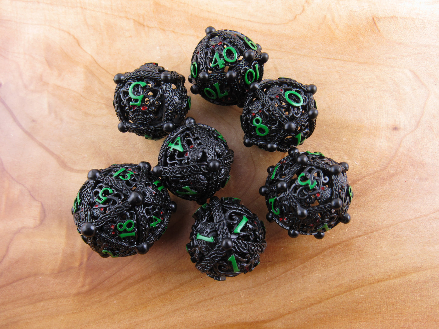 Black and Green Hollow Spherical Dice