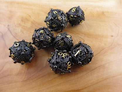 Black and Gold Hollow Spherical Dice