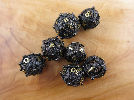 Black and Gold Hollow Spherical Dice