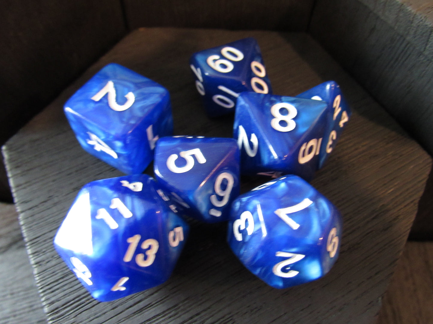 Water Spirit Acrylic Dice -  Blue with White Font