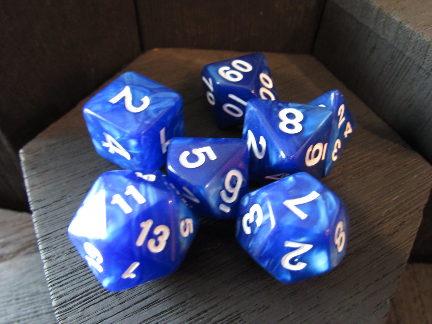 Water Spirit Acrylic Dice -  Blue with White Font