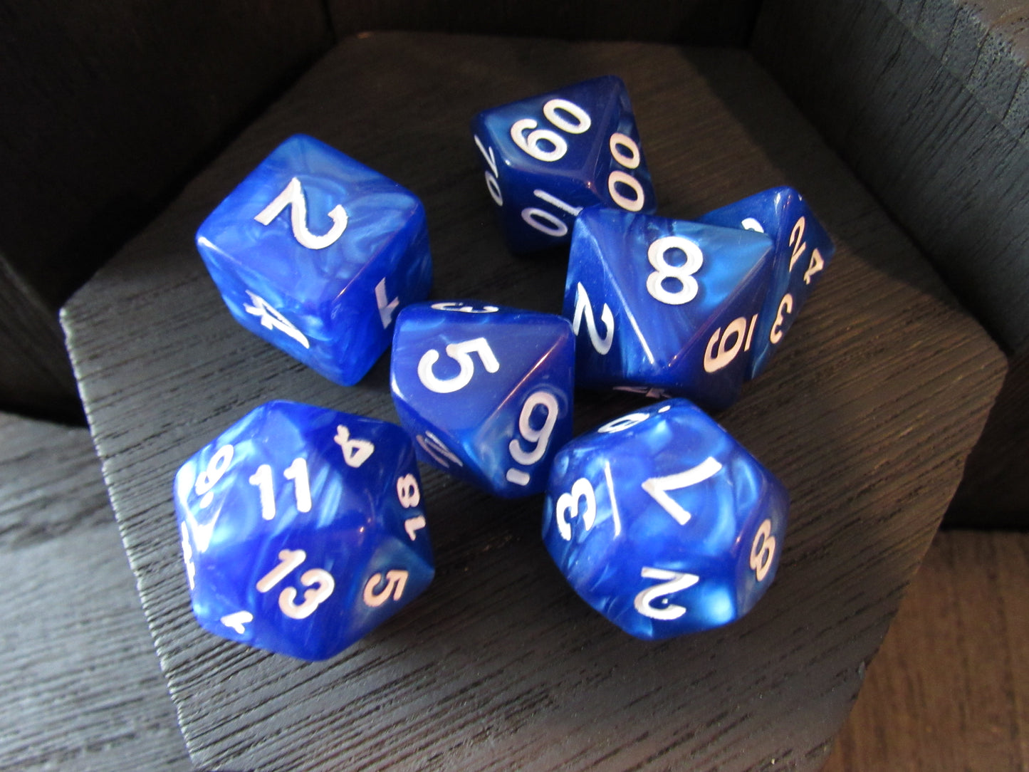 Water Spirit Acrylic Dice -  Blue with White Font