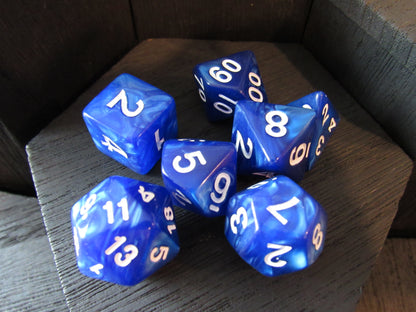 Water Spirit Acrylic Dice -  Blue with White Font