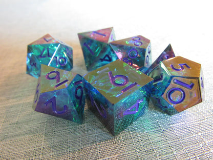 Iridescent Plated Sharp Resin Dice Set