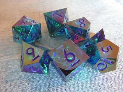 Iridescent Plated Sharp Resin Dice Set