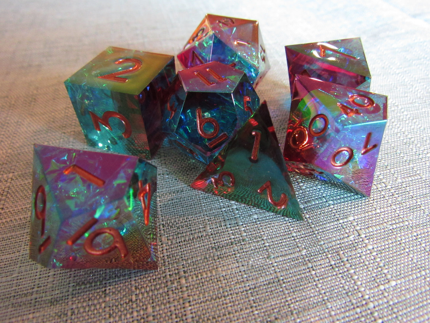 Iridescent Plated Sharp Resin Dice Set