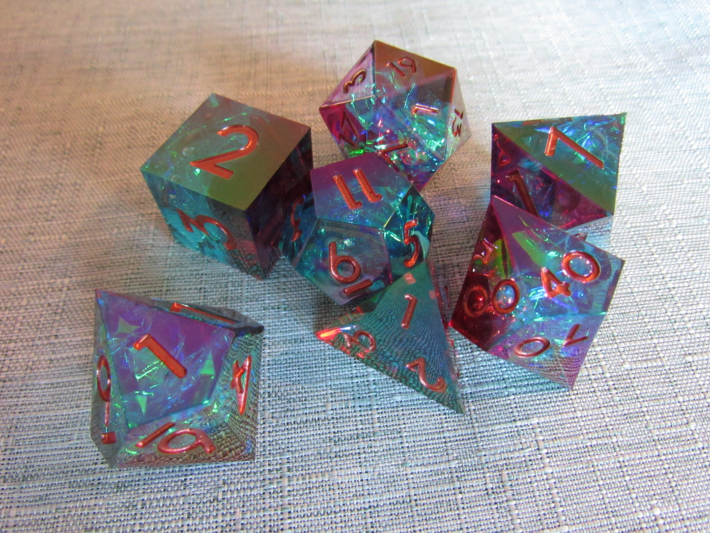Iridescent Plated Sharp Resin Dice Set