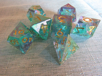 Iridescent Plated Sharp Resin Dice Set