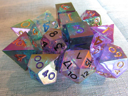 Iridescent Plated Sharp Resin Dice Set