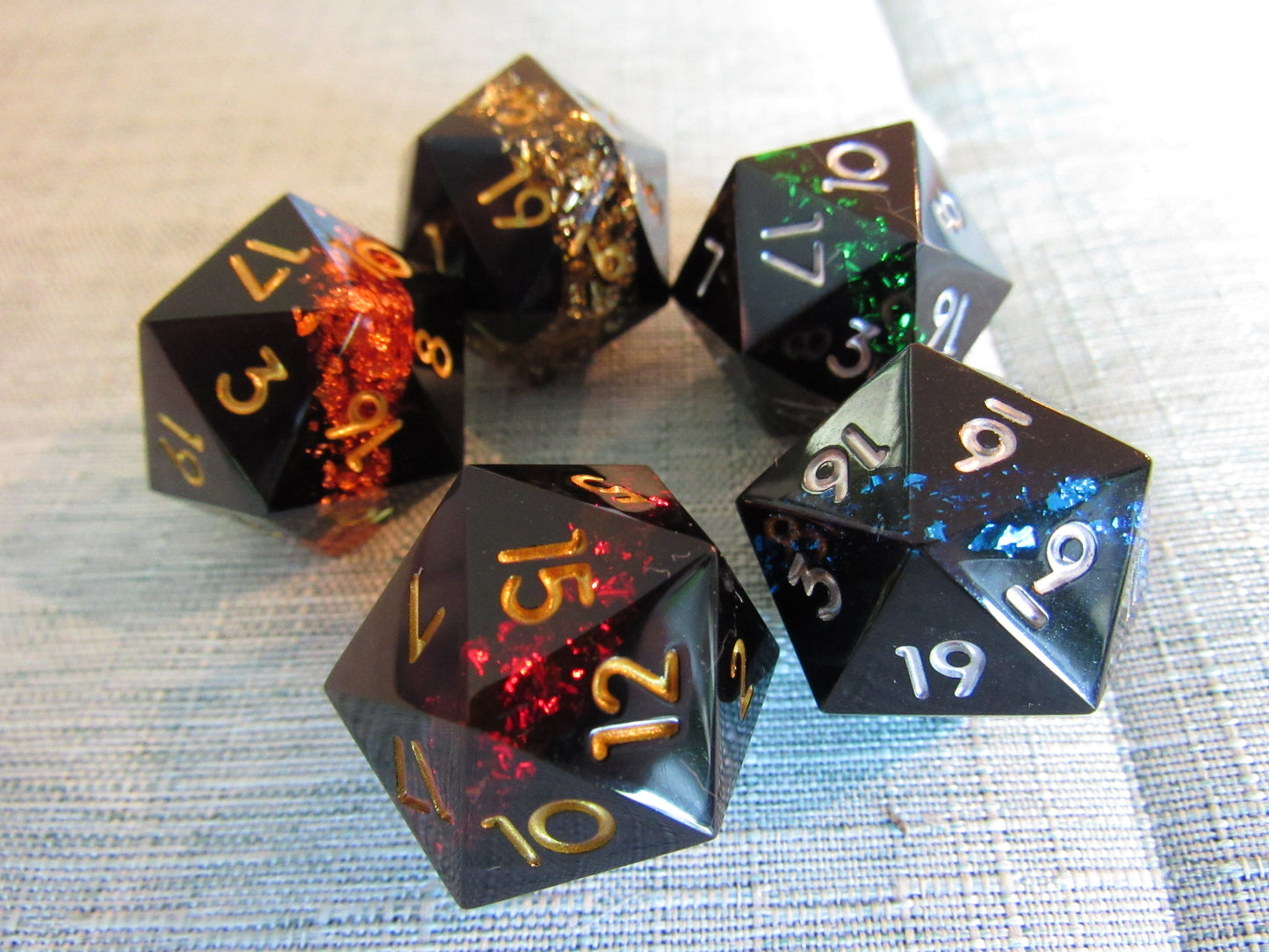 Glitter Color Band Sharp Resin Dice Set