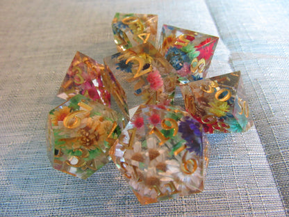 Floral Sharp Resin Dice Set