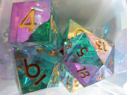 Iridescent Plated Sharp Resin Dice Set