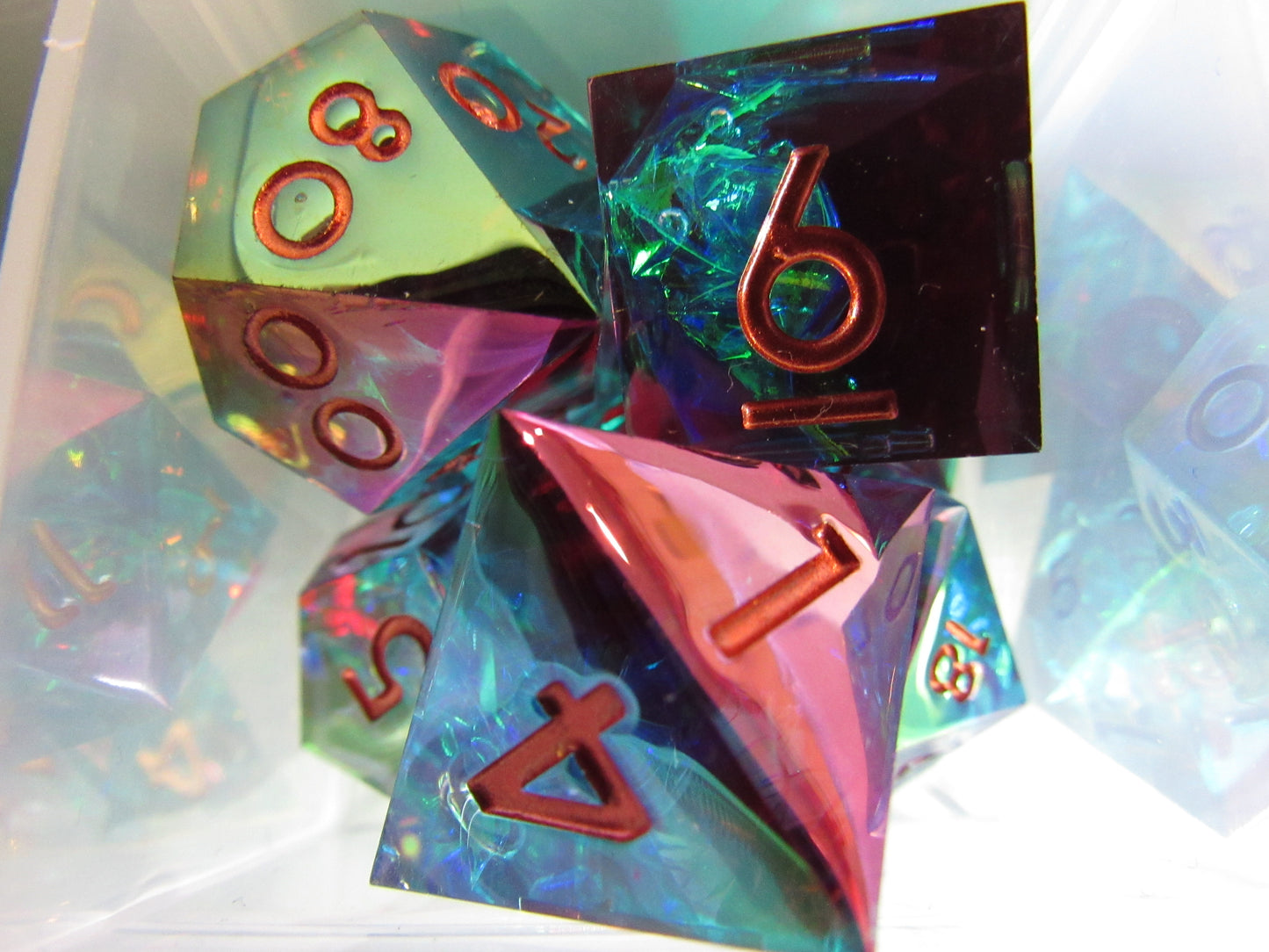 Iridescent Plated Sharp Resin Dice Set