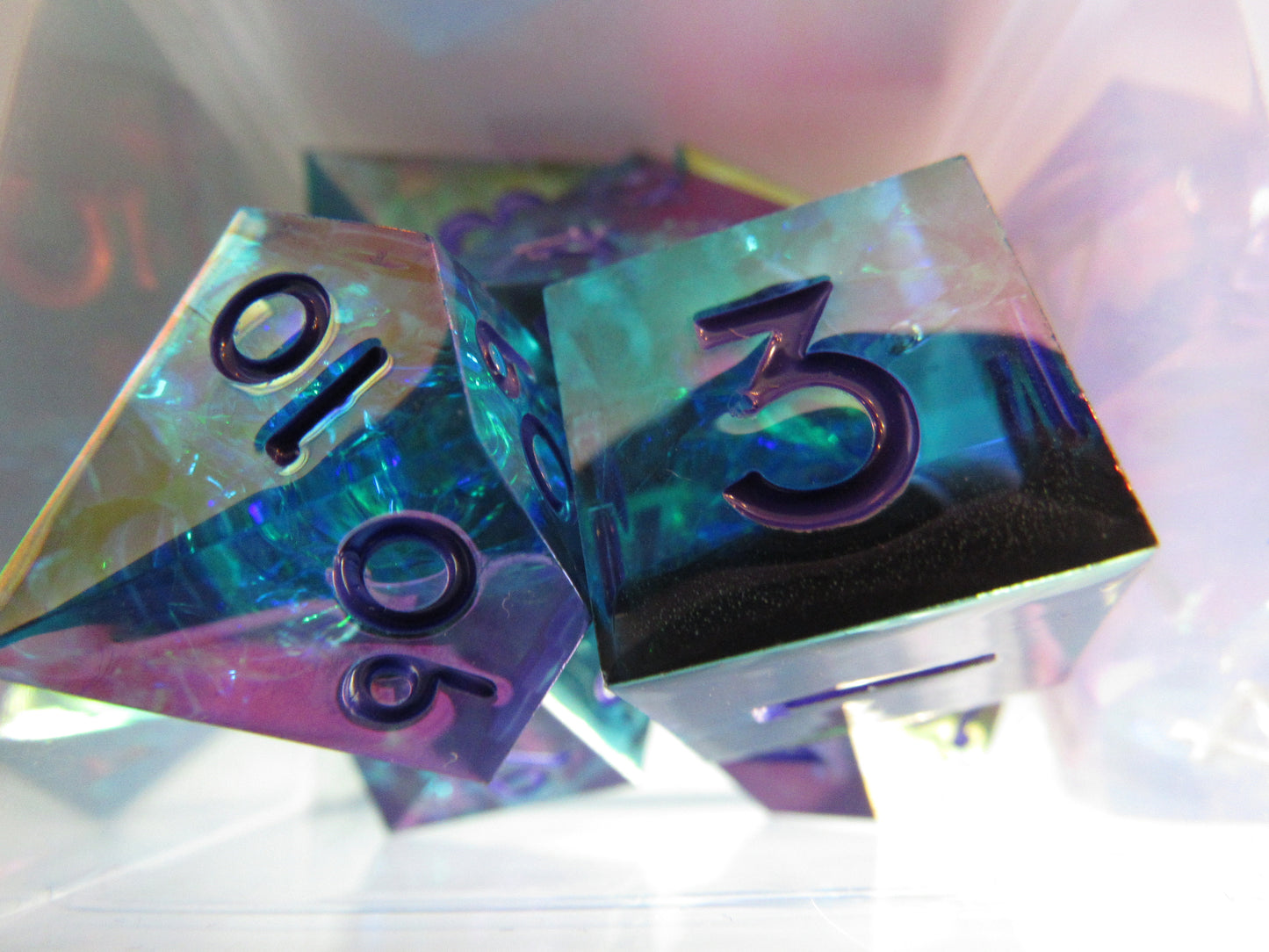 Iridescent Plated Sharp Resin Dice Set