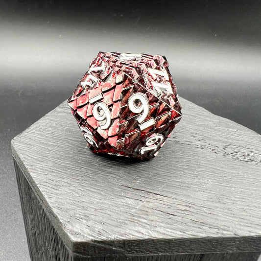 Dark Red Dragon Scale Large D20