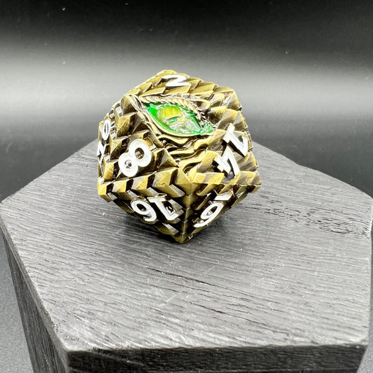 Antique Brass Dragon Scale Large D20