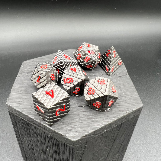 Black and Red Dragon Scale Dice