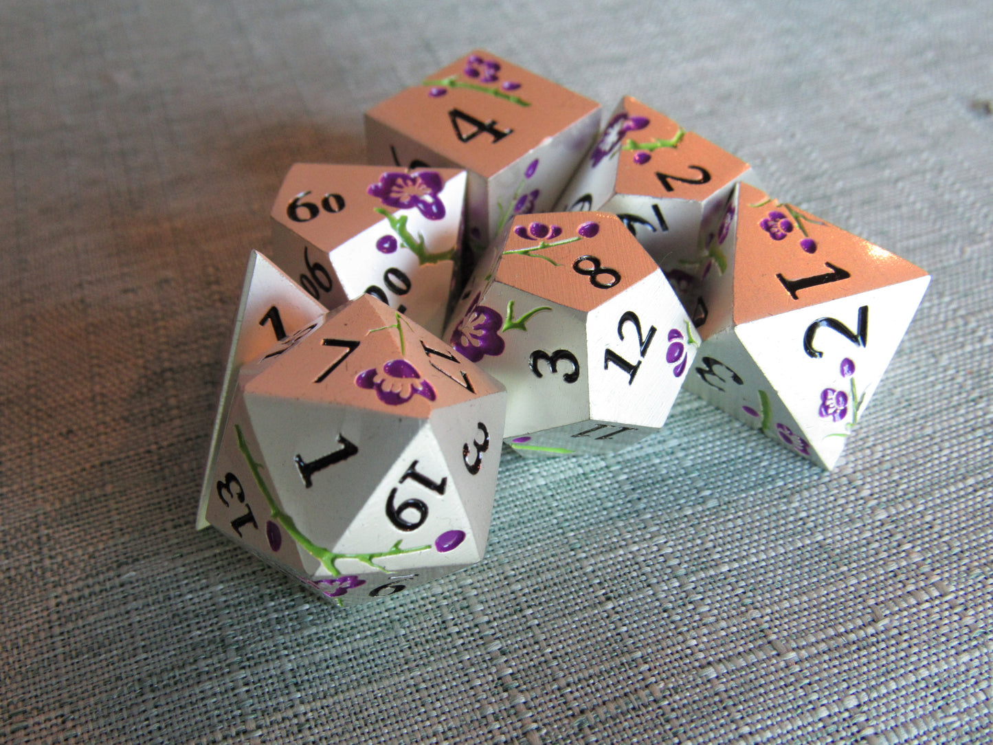 Plum Blossom Metal Dice Set