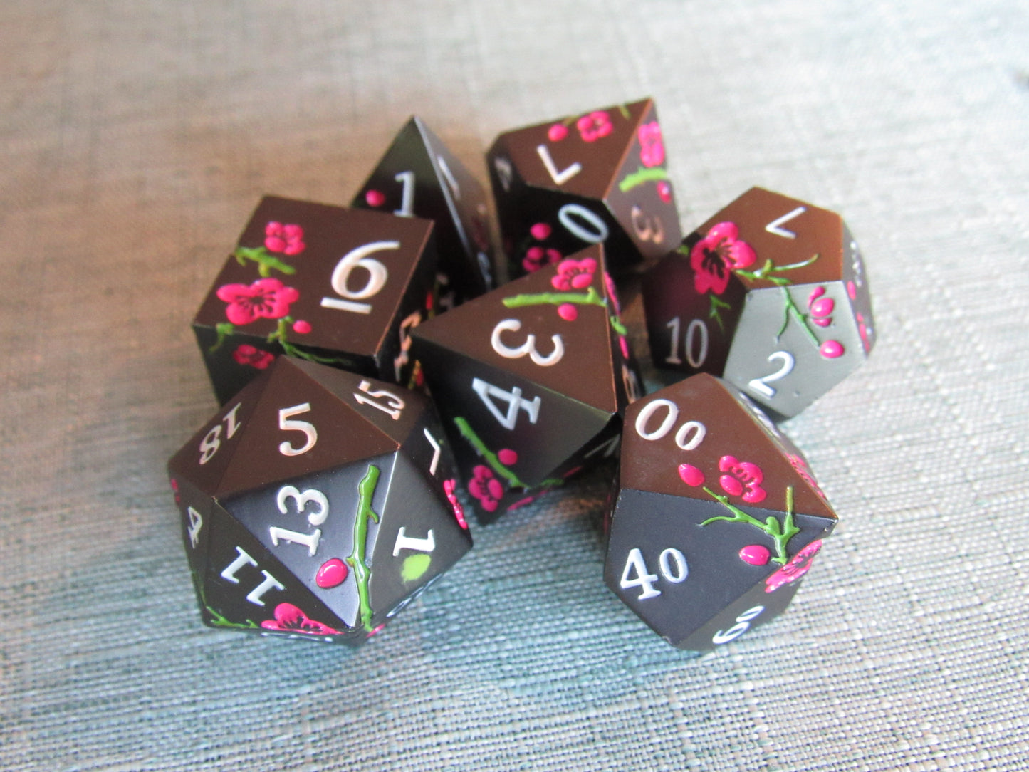 Plum Blossom Metal Dice Set
