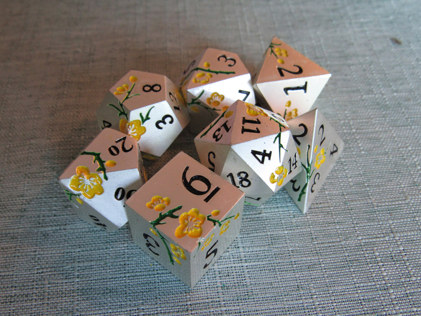 Plum Blossom Metal Dice Set
