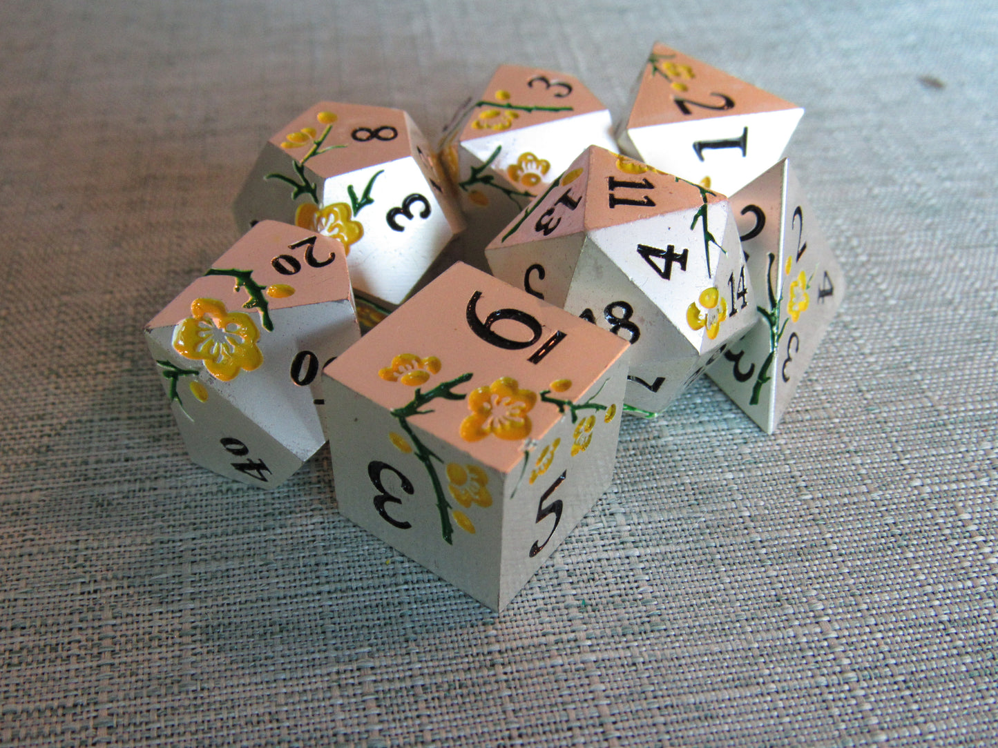 Plum Blossom Metal Dice Set