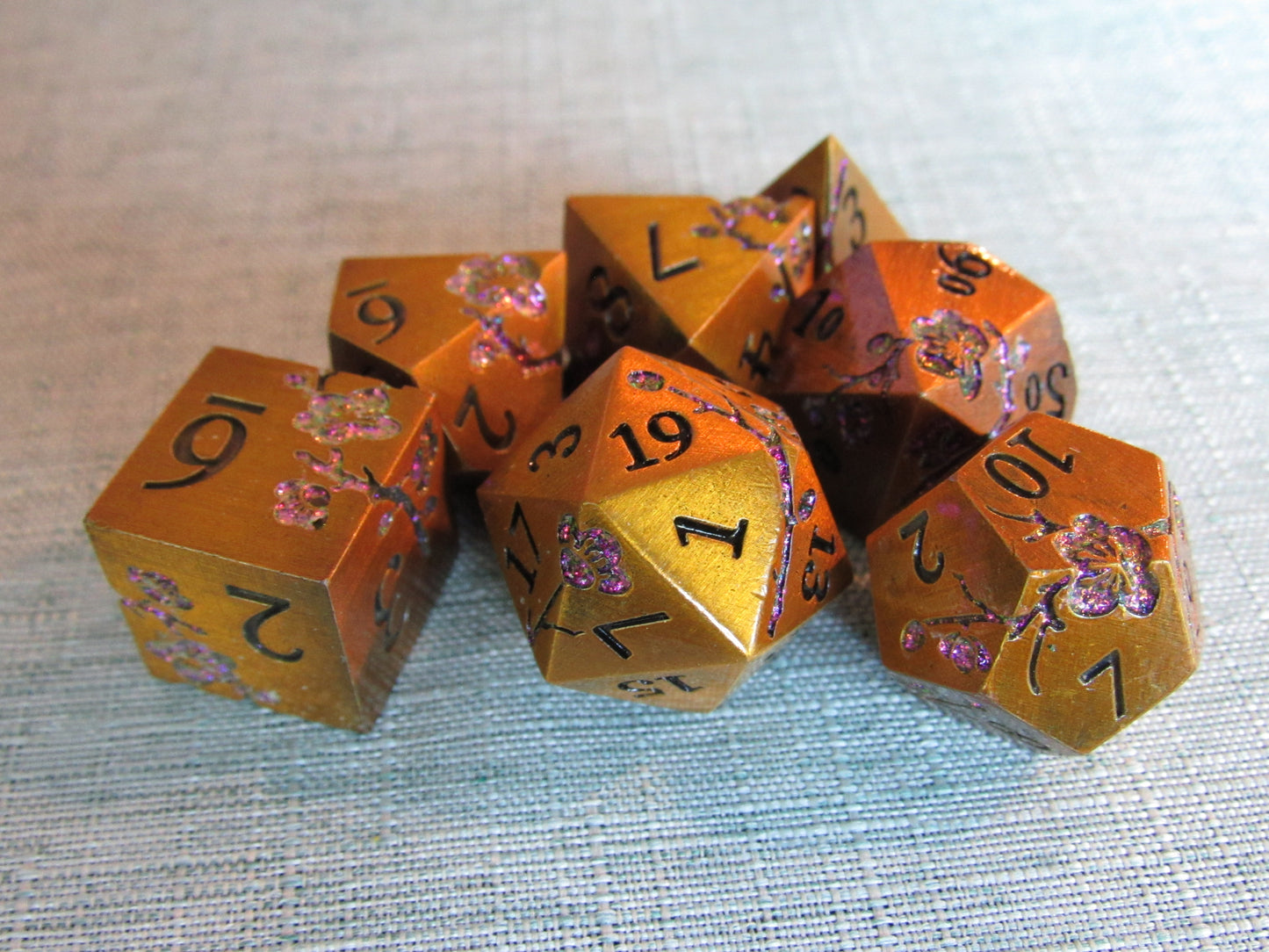 Plum Blossom Metal Dice Set