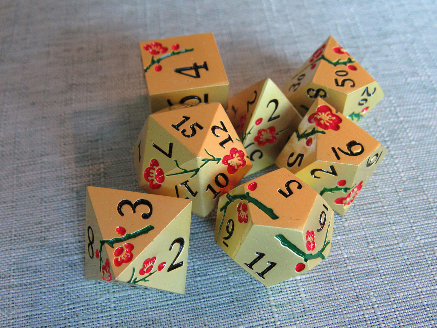 Plum Blossom Metal Dice Set