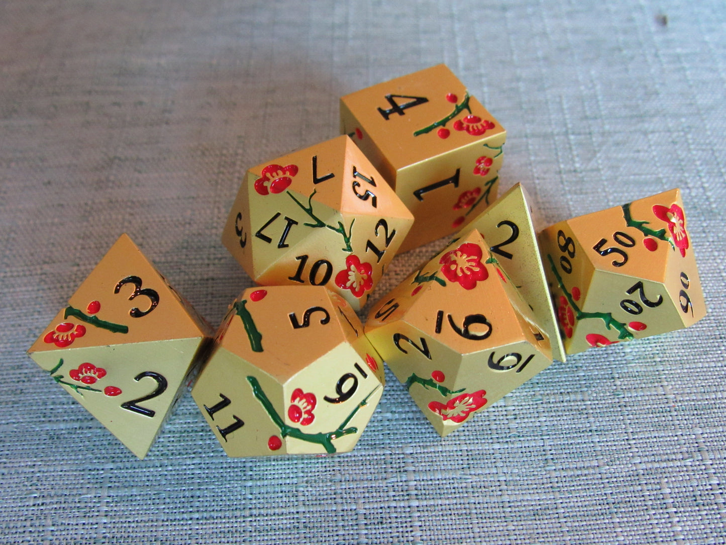 Plum Blossom Metal Dice Set