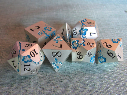 Plum Blossom Metal Dice Set