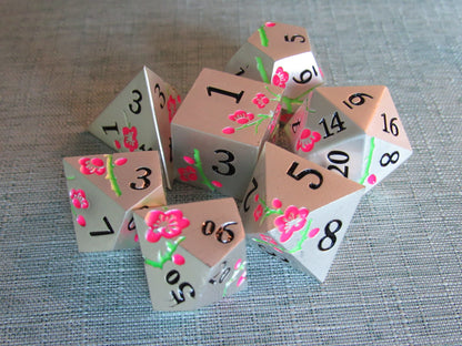 Plum Blossom Metal Dice Set