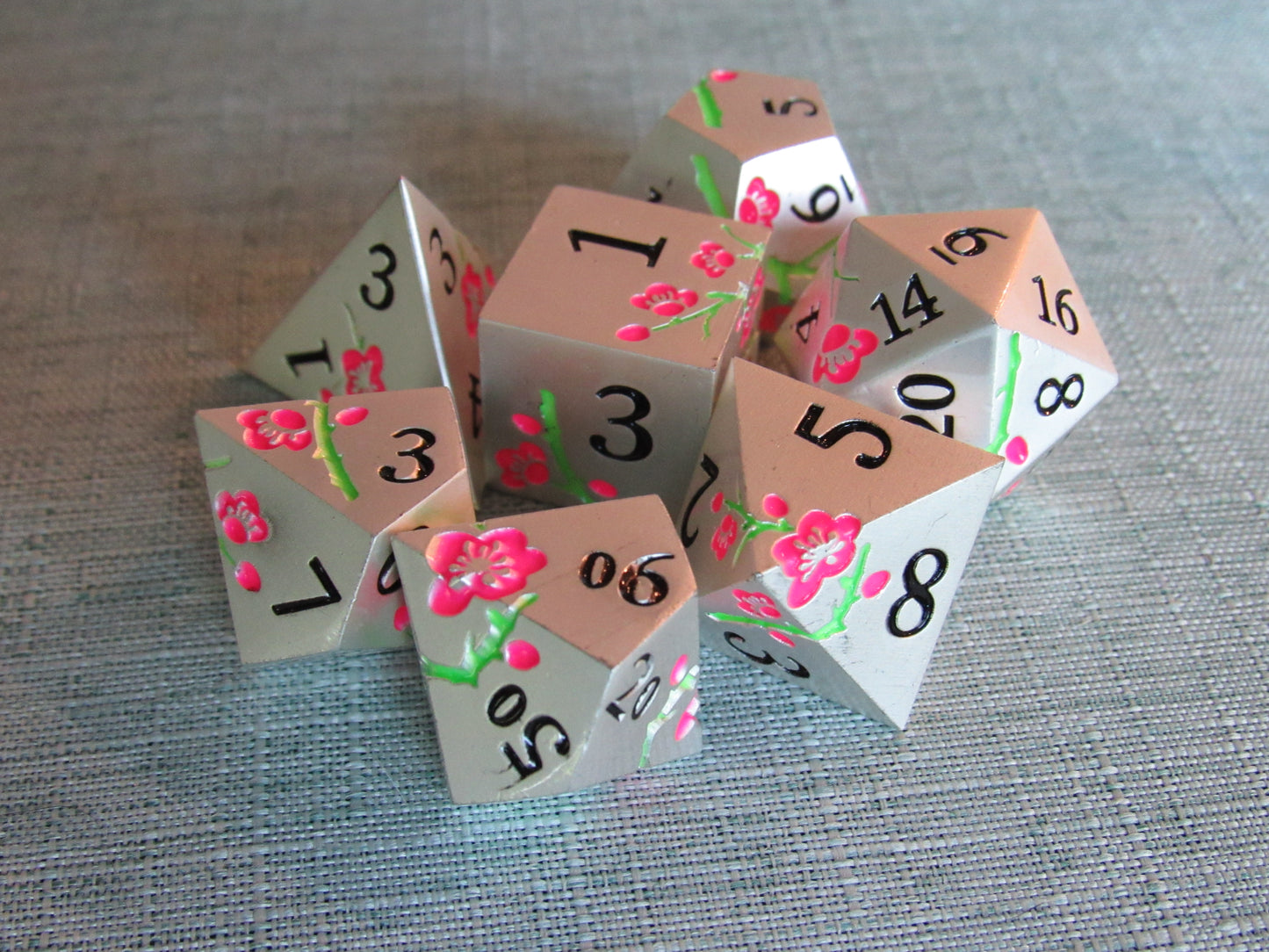 Plum Blossom Metal Dice Set