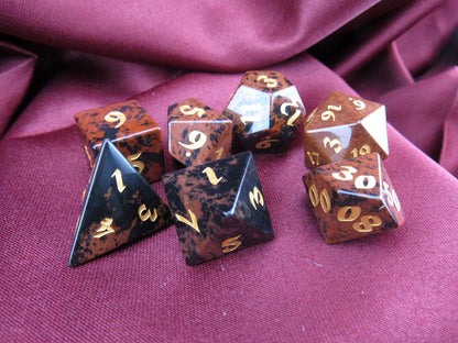 Mahogany Obsidian Dice Set