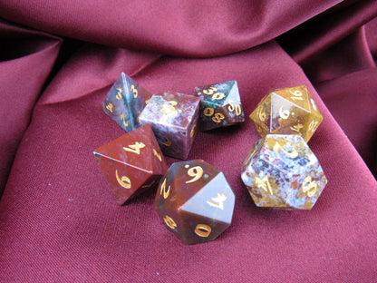 Moss Agate Dice Set