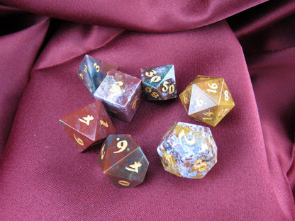Moss Agate Dice Set