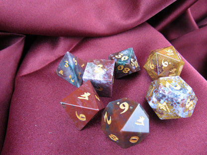 Moss Agate Dice Set