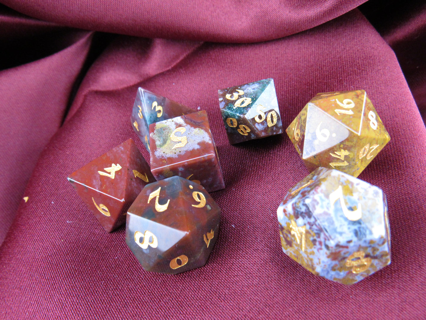 Moss Agate Dice Set