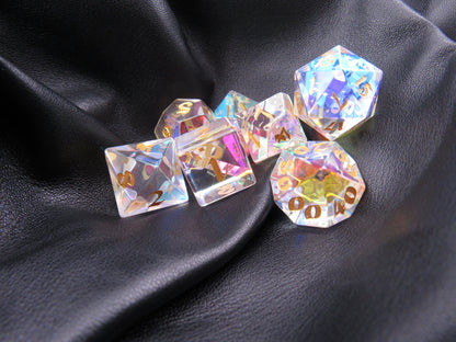 Prismatic Zircon Glass Dice Set