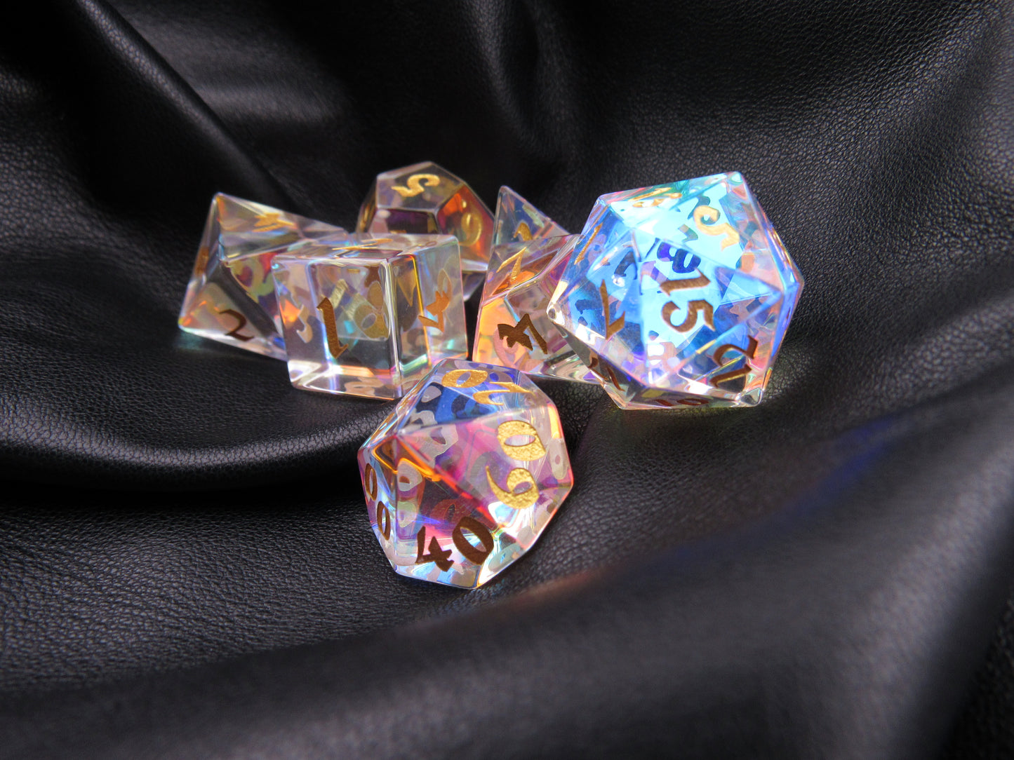 Prismatic Zircon Glass Dice Set