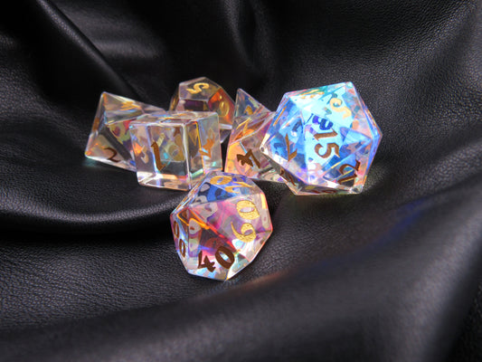 Prismatic Zircon Glass Dice Set