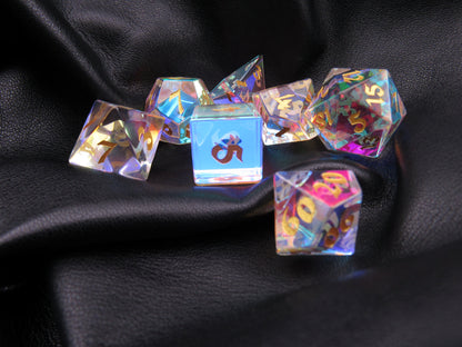 Prismatic Zircon Glass Dice Set
