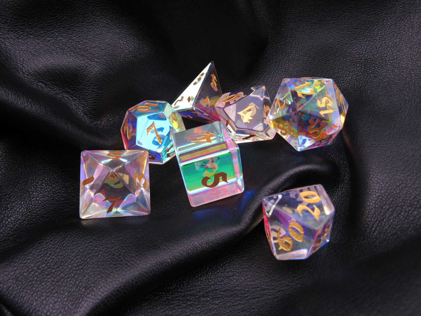 Prismatic Zircon Glass Dice Set