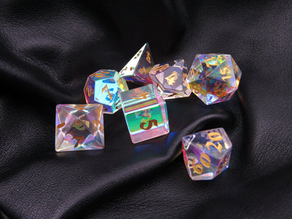 Prismatic Zircon Glass Dice Set