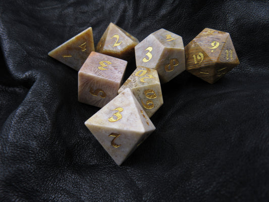 Agatized Coral Fossil Dice Set