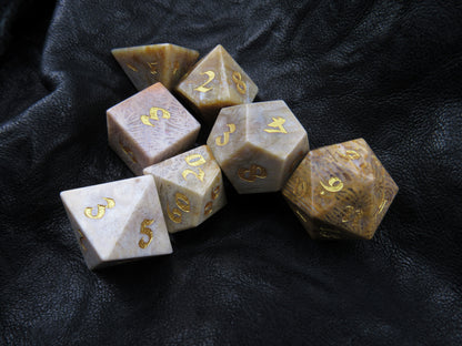 Agatized Coral Fossil Dice Set