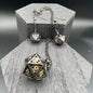 Gunmetal D20 Necklace and Earring Set